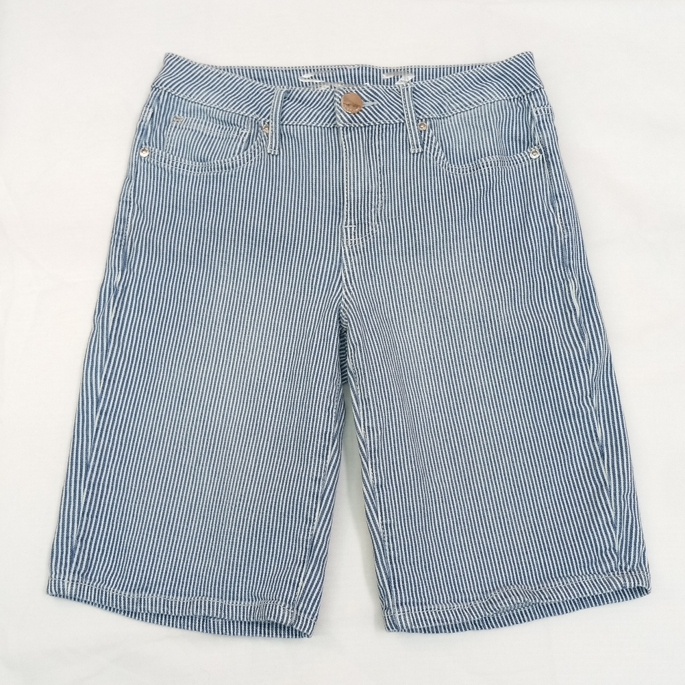Sz 4 Women's SEVEN 7 JEANS Women's Bermuda Denim Blue Stripe Stretch Jean Shorts